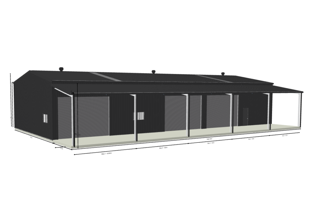 3D shed render with leanto